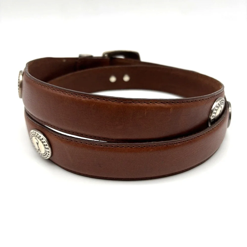 Vintage 90s PGA Tour Brown Full Grain Leather Concho Golf Belt 40 38-42